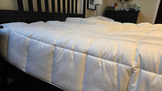 Close up of the duvet laid on the bed
