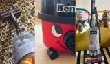 A grid of a Dyson, Henry and Shark vacuum cleaner in real tester homes