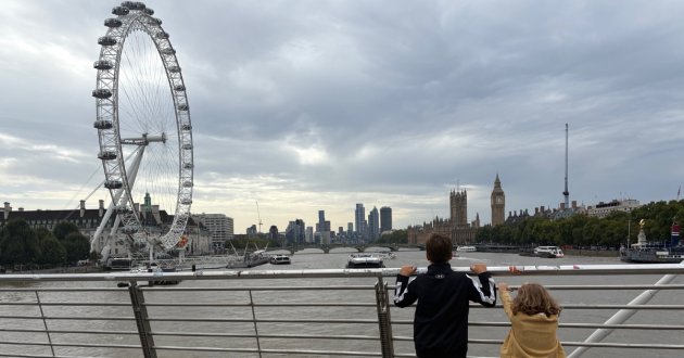 Kids overlooking the London Eye