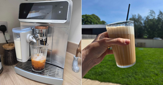 Making an iced latte with the Philips Café Aromis Series 8000