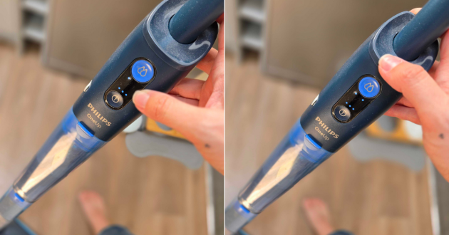Up close view of the controls on the Philips OneUp 5000 Series Electric Mop