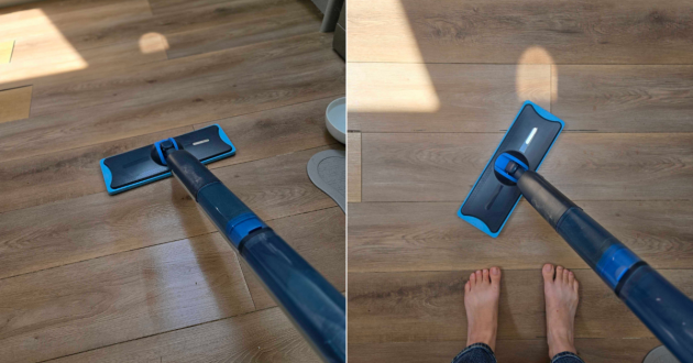 Editor Rebecca uses the Philips OneUp 5000 Series Electric Mop in her kitchen floor