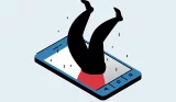 Illustration of a person diving into a smartphone