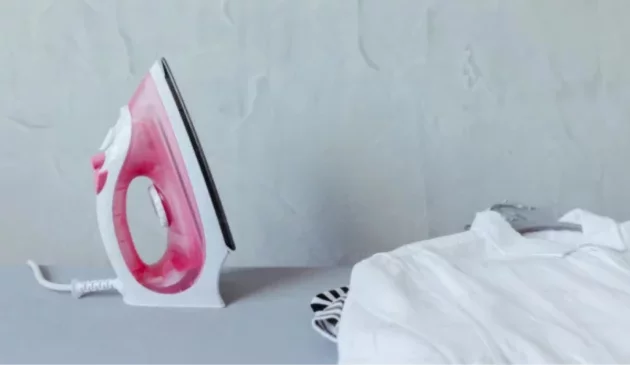 A pink iron and a white shirt