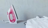 A pink iron and a white shirt