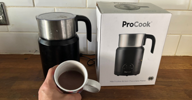 A mug of rich hot chocolate made with the ProCook hot chocolate maker