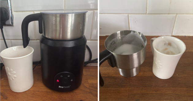 TThe ProCook hot chocolate makeer and milk frother made espressos into cappuccinos