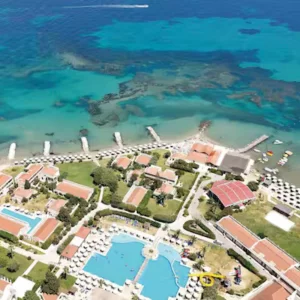 Aerial view of Roda Beach Resort in Corfu