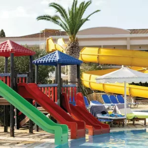 Water slides at Roda Beach Resort in Corfu