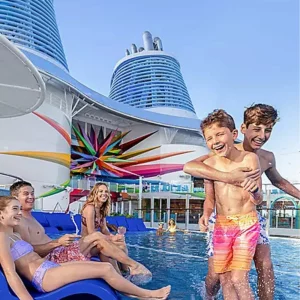 Kids by the pool onboard a Royal Caribbean cruise ship