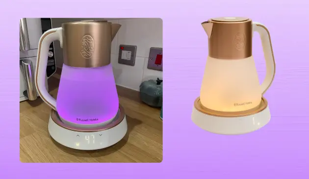 Russell Hobbs Calm Kettle in use and product imagery