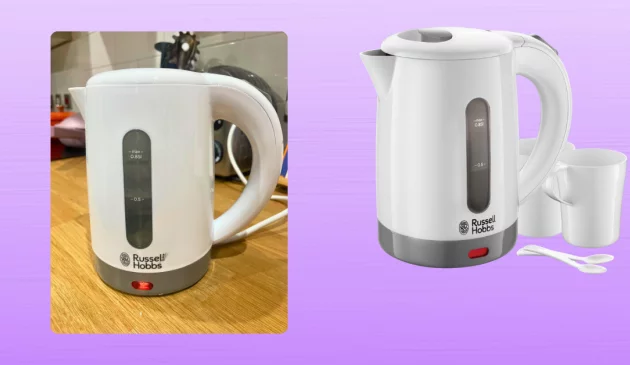 Russell Hobbs Travel Kettle in use and product imagery