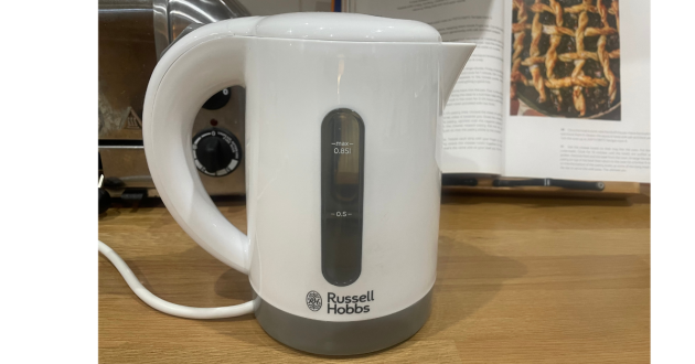 Russell Hobbs travel kettle on a kitchen counter