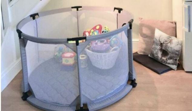Safetots Deluxe Fabric Playpen in a home