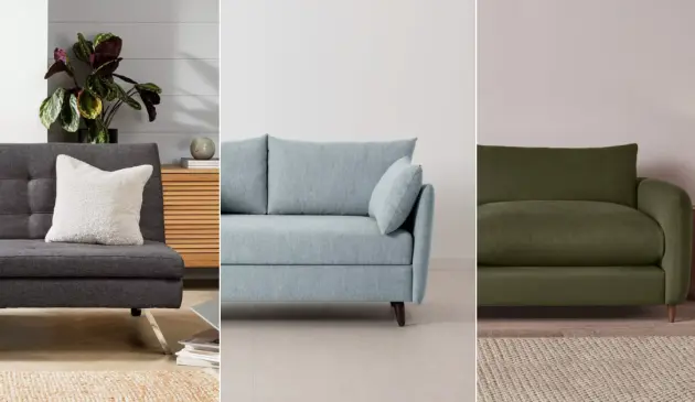 A grid of three sofa beds from Argos, Swyft and Loaf
