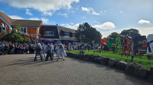 Alton Ancestors performing on Main Street at Alton Towers Scarefest