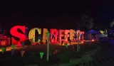 The large Scarefest letters on main street at Alton Towers