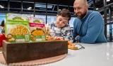 A father and son try out the new Iceland Foods x Mumsnet Little Explorers range
