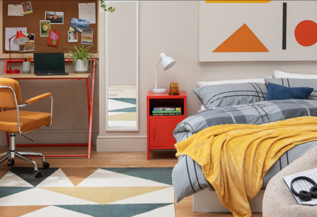 A university dorm room filled with Argos products