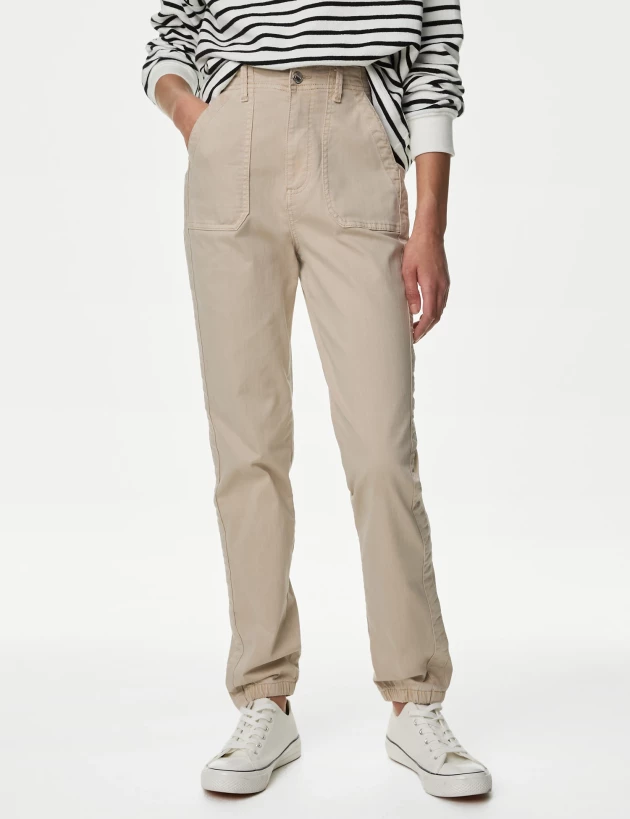 M&S Cotton Blend Slim Fit Ankle Grazer Joggers,