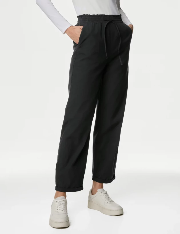 M&S Pure Cotton Straight Leg Ankle Grazer Trousers