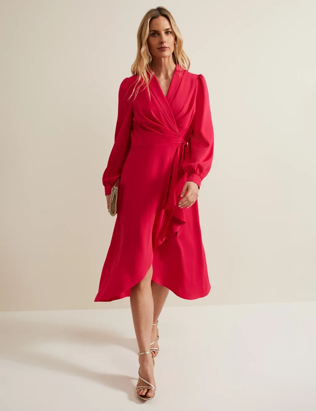 Phase Eight V-Neck Midi Wrap Dress