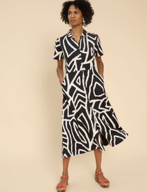 Jersey Geometric Midi Shirt Dress, £65