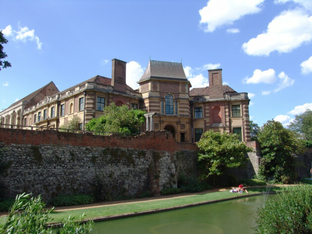 A view of Eltham Palace, Eltham, Greenwich overlooking the water in the sunshine