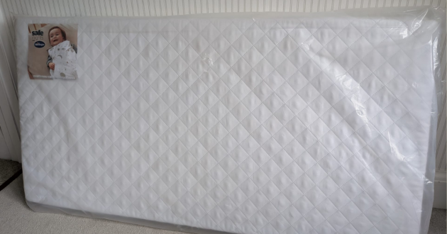 Silent nights safe nights cot mattress in plastic