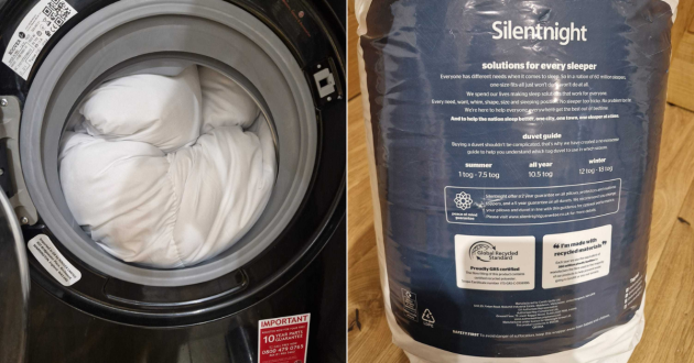 The Silentnight anti-allergy duvet in the washing machine