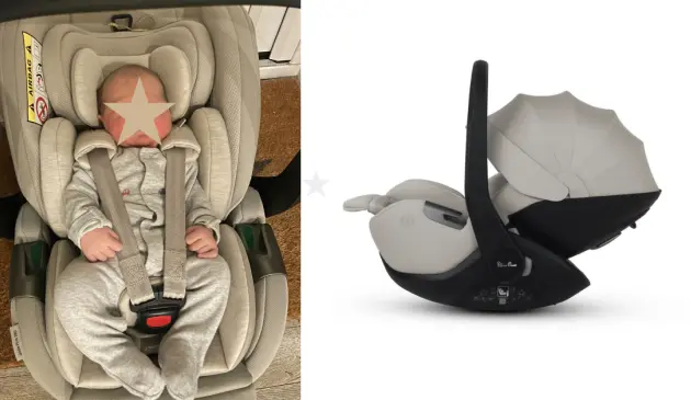 baby in silver cross Glide 360 Plus car seat