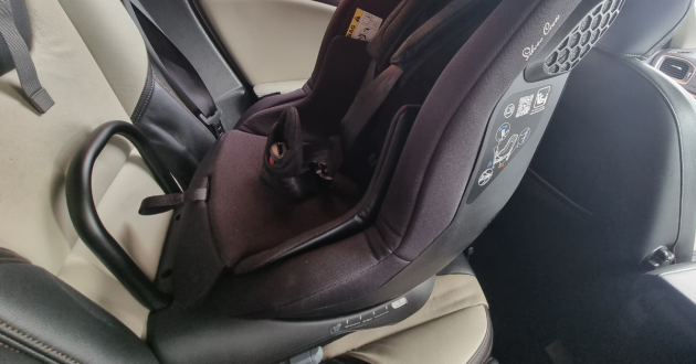 Silver Cross Perform installed in back of car