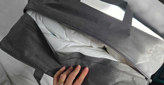 The Simba Summer Hybrid Duvet in its packaging bag