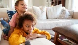 Children watching TV