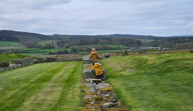 Kids exploring Hadrian's Wall