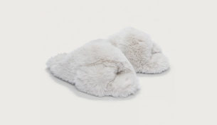 Faux Fur Cross Slider Slippers