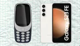 A Nokia feature phone and Samsung Galaxy smartphone