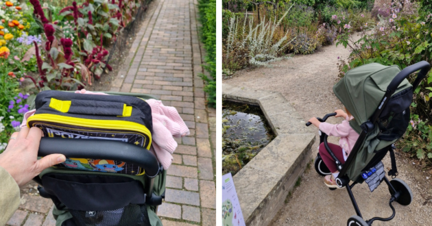 SmarTrike Wonder Max being pushed by parent and with child in seat