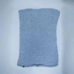 A view of the Sommio Knitted Weighted Blanket in blue from above