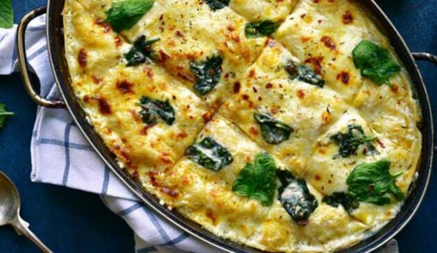 spinach and mushroom lasagne