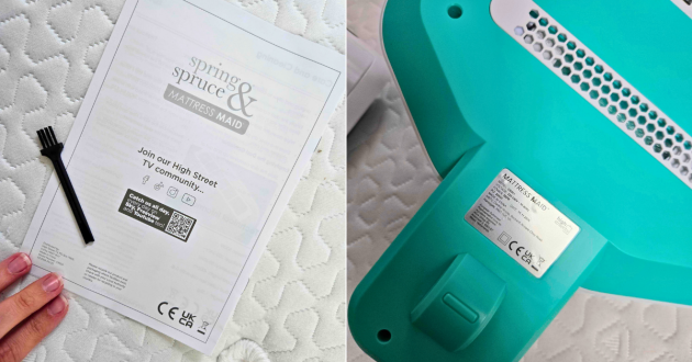 Instructions and spec details of the Spring & Spruce Mattress Maid mattress cleaner