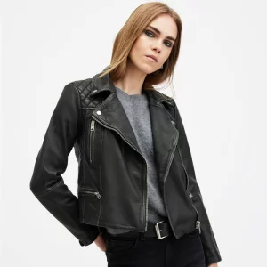 All Saints Cargo Distressed Leather Biker Jacket