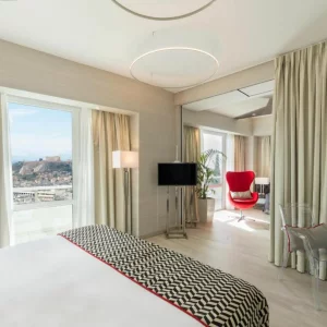 Bedroom with a view at St George Lycabettus Lifestyle Hotel in Athens