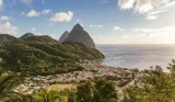 An aerial view of the Pitons in St Lucia