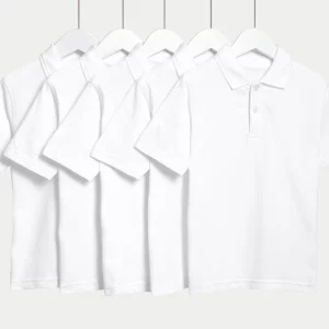 A product image of M&S Unisex Pure Cotton School Polo Shirts (5pk)