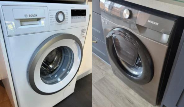 A Bosch washing machine and a Samsung washing machine