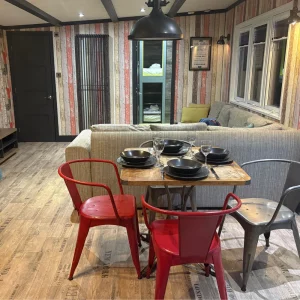 The lounge in the TriBeCa caravan at Tattershall Lakes