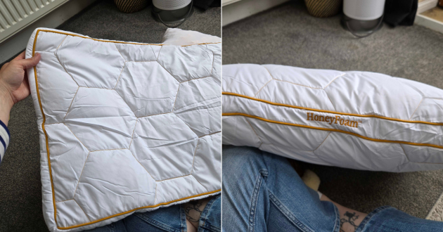 Branding and look of  The HoneyFoam Pillow by The Fine Bedding Company