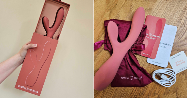 The packaging of Smile Makers' The Artist vibrator and what's inside