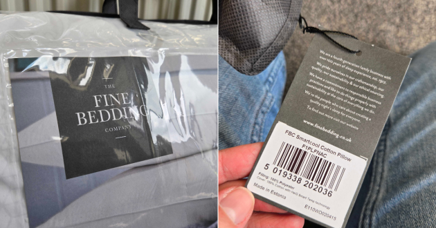 Close up of details for The Fine Bedding Company Cooling Smart Temperature Cotton Pillow